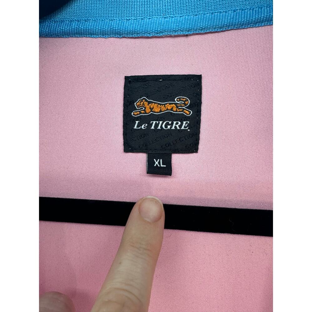 Le Tigre Men's sz XL Pink Blue & White Track Jacket Pastel Tri Color Large Logo - Picture 4 of 11